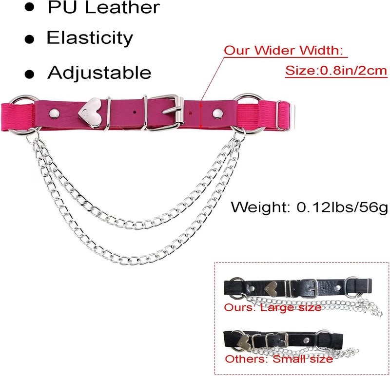 Lockban Adjustable Heart-Shaped Thigh Garter 2 Pieces Punk Leather Garter Belts Leg Garter with Chains Body Accessories - Image 4